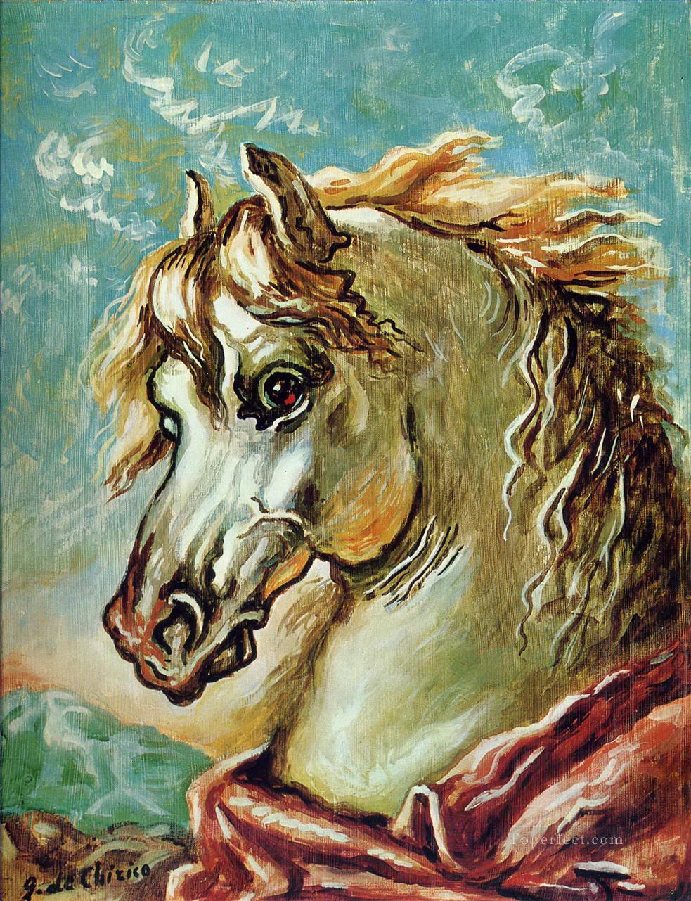 Cabeza de caballo blanco con melena al viento Giorgio de Chirico Surrealismo metafísico Pintura al óleo